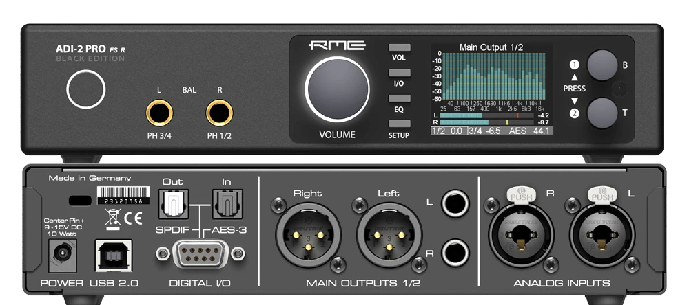 RME-Audio ADI-2 Pro FS R Black Edition, hochwertiger AD / DA-Wandler, Vorverstärker u. Kopfhörerverstärker 