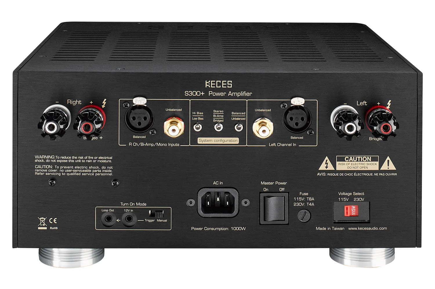 Keces S300+ Stereo Power Amplifier / Stereoverstärker / Rückseite