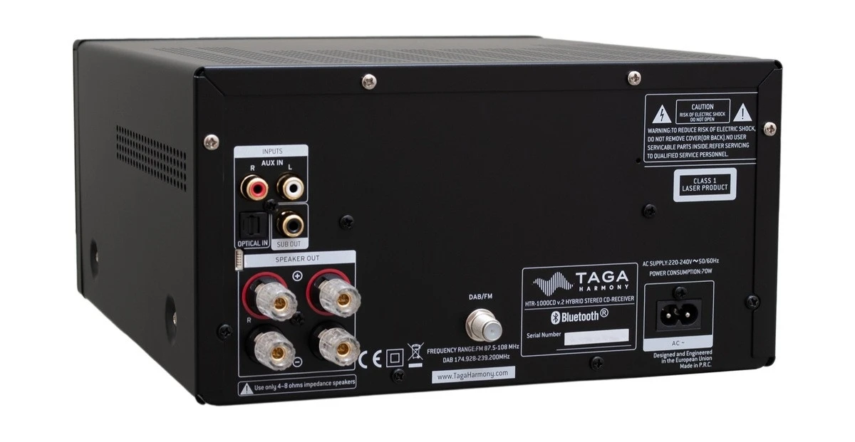 Taga Harmony HTR-1000CD V.2, Hybrid Stereo CD-Receiver mit DAB+-Tuner und USB und Subwoofer Ausgang, A&V-Kompaktanlagentip !